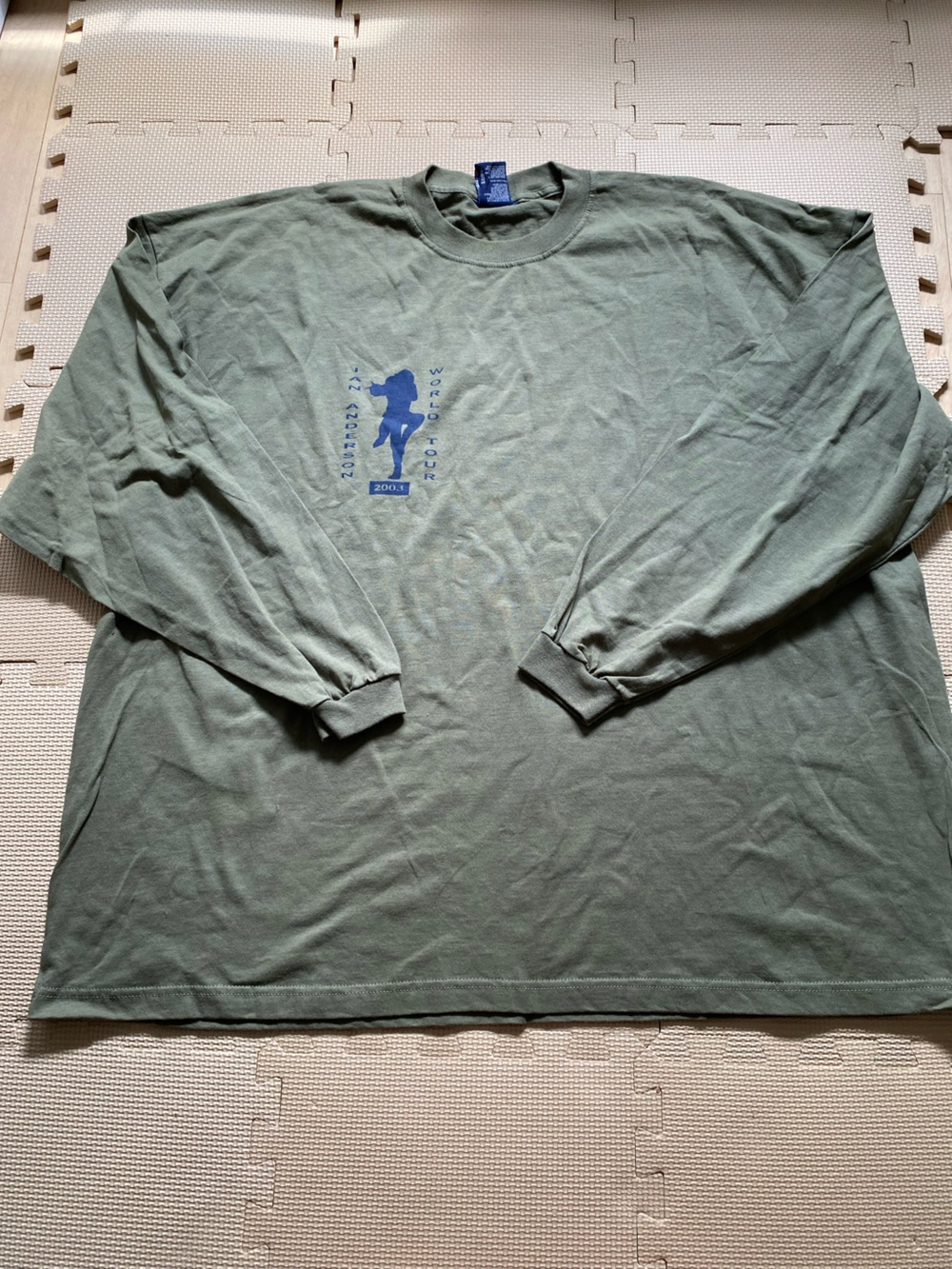 Ian Anderson Jethro Tull 2003 World Tour Olive Long Sleeve Graphic Tee 2XL